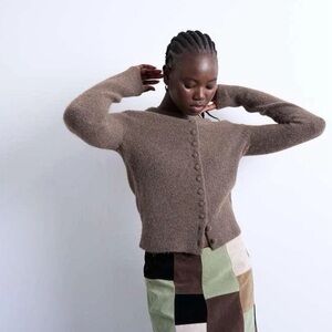 Topshop Covered Button Knit Cardigan